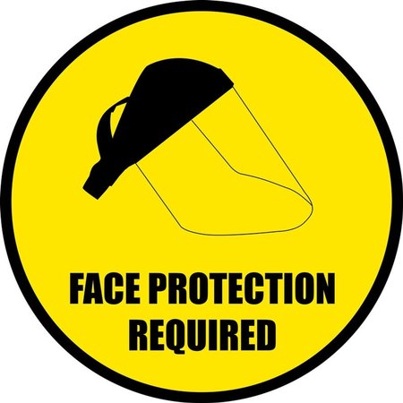 5S SUPPLIES Face Protection Required 12in Diameter Non Slip Floor Sign FS-PPEFACE-12